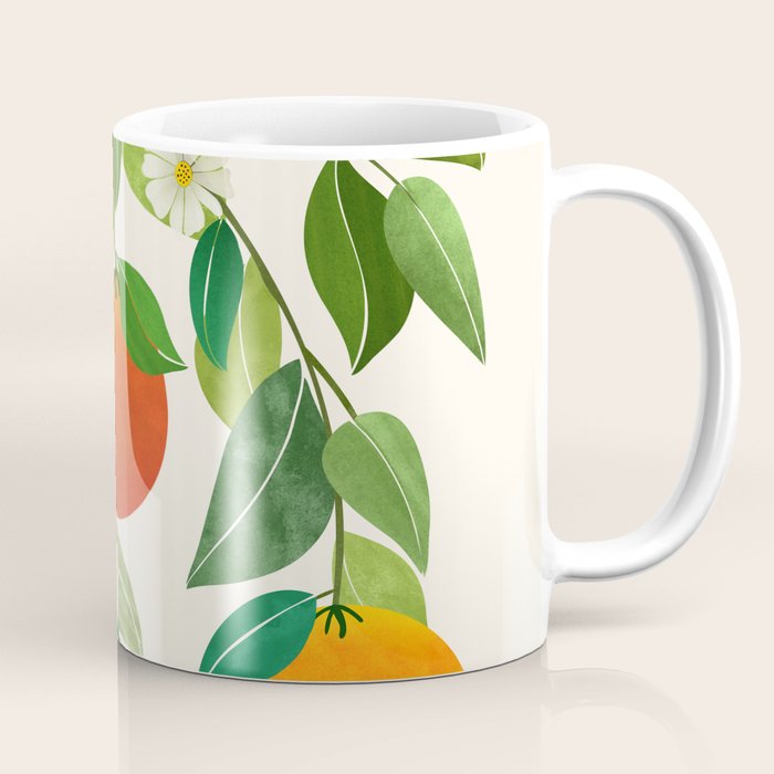 Oranges and Blossoms Tropical Fruit Painting Coffee Mug Gallery Image 1