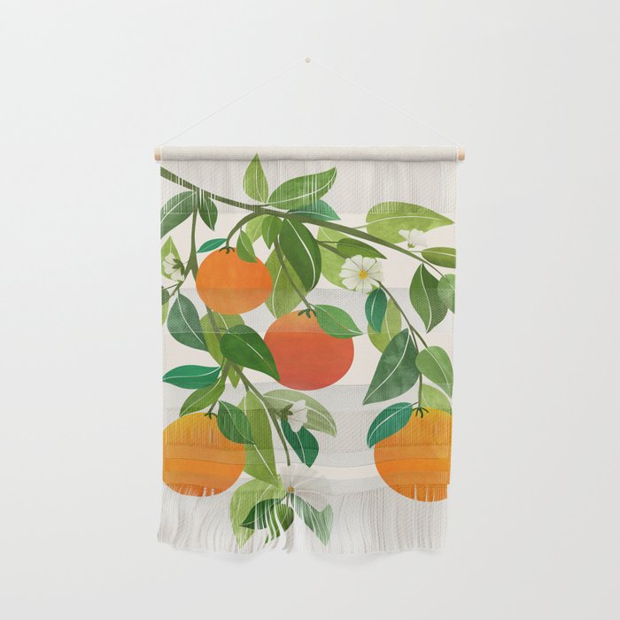 Oranges and Blossoms Tropical Fruit Painting Wall Hanging Gallery Image 1
