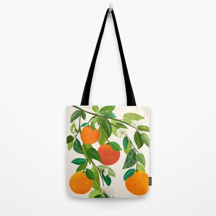 Oranges and Blossoms Tropical Fruit Painting Tote Bag Gallery Image 2