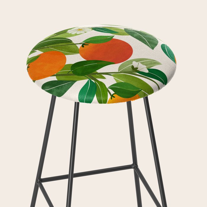 Oranges and Blossoms Tropical Fruit Painting Stool Gallery Image 2