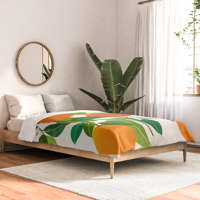 Oranges and Blossoms Tropical Fruit Painting Comforter Gallery Image 2