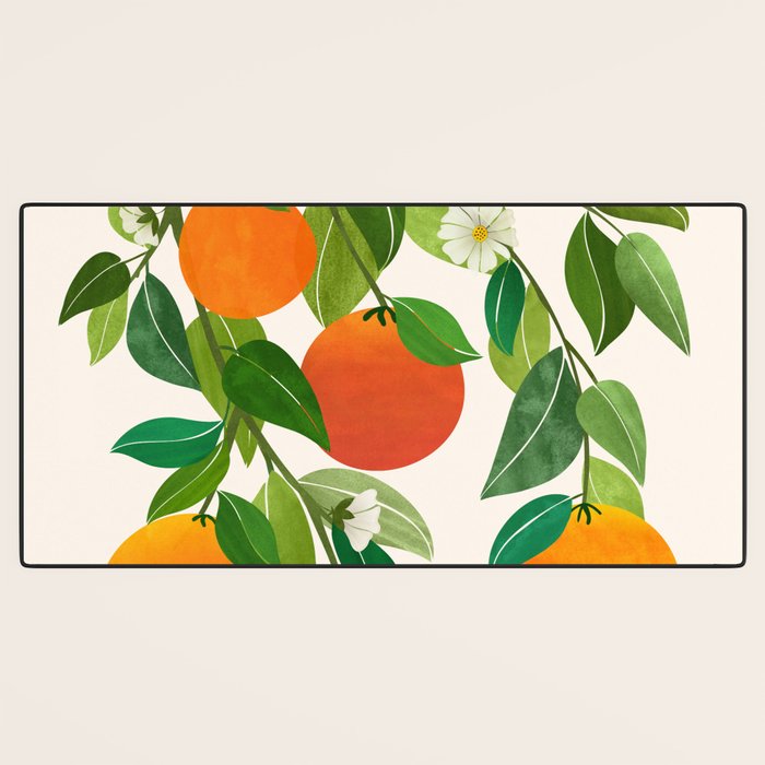 Oranges and Blossoms Tropical Fruit Painting Desk Mat Gallery Image 3