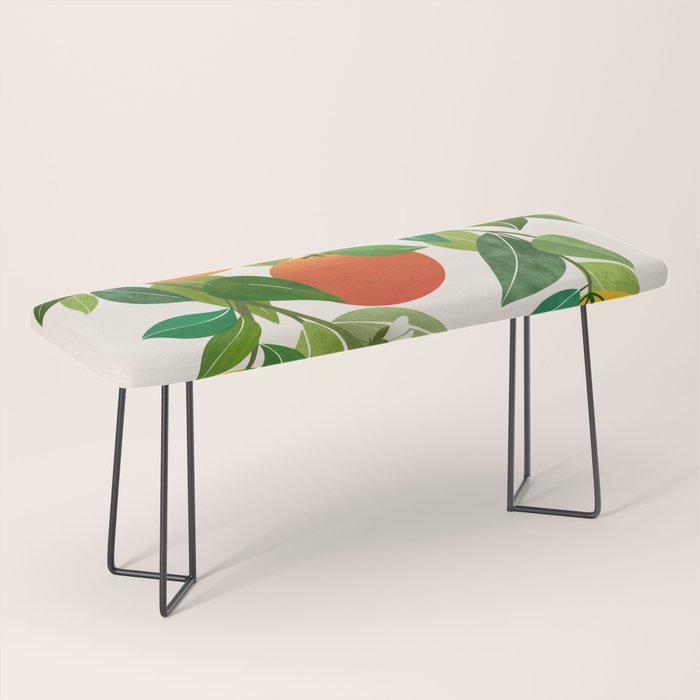 Oranges and Blossoms Tropical Fruit Painting Bench Gallery Image 1