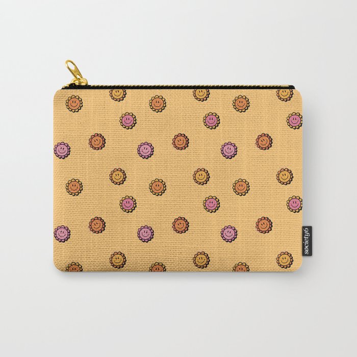 Happy Flowers Print in Yellow Carry All Pouch Gallery Image 1