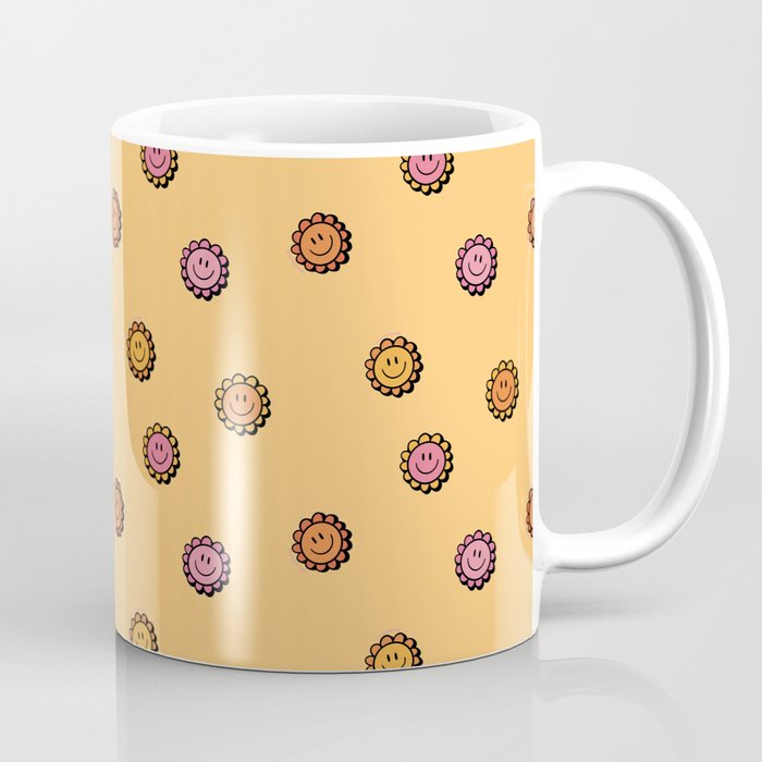 Happy Flowers Print in Yellow Coffee Mug Gallery Image 1