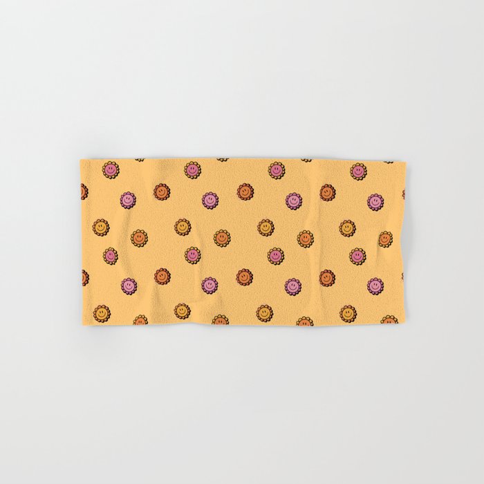 Happy Flowers Print in Yellow Bath Towel Gallery Image 1
