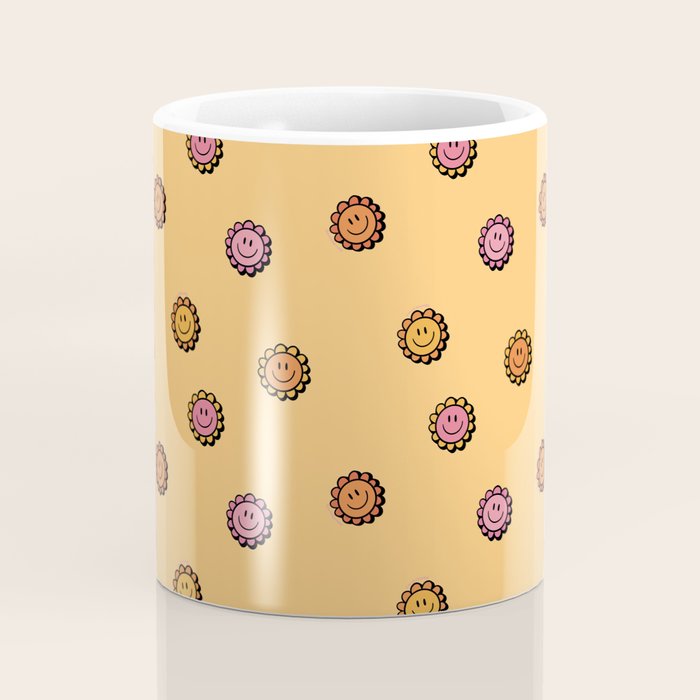 Happy Flowers Print in Yellow Coffee Mug Gallery Image 4