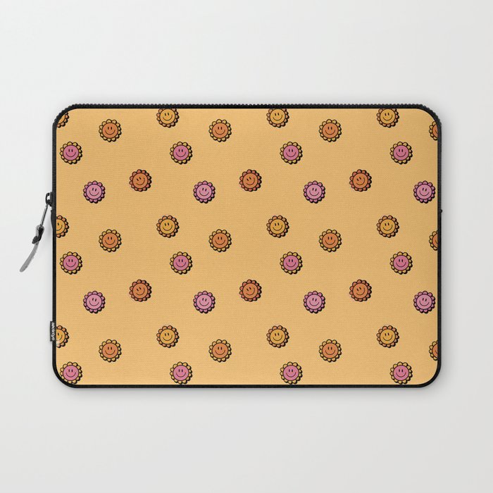 Happy Flowers Print in Yellow Laptop Sleeve Gallery Image 1