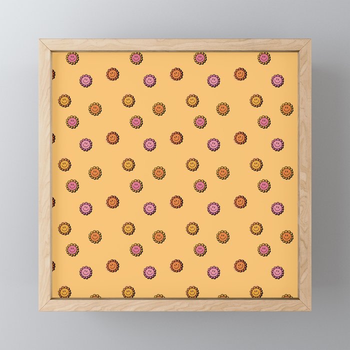 Happy Flowers Print in Yellow Mini Art Print Gallery Image 1