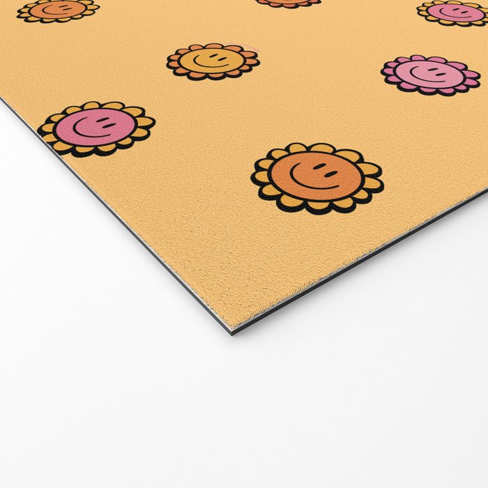 Happy Flowers Print in Yellow Welcome Mat Gallery Image 2