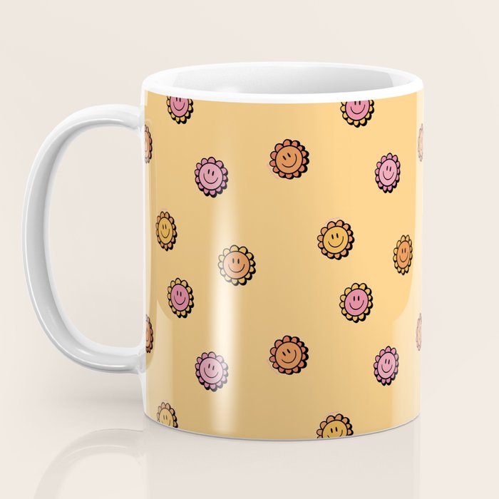 Happy Flowers Print in Yellow Coffee Mug Gallery Image 3