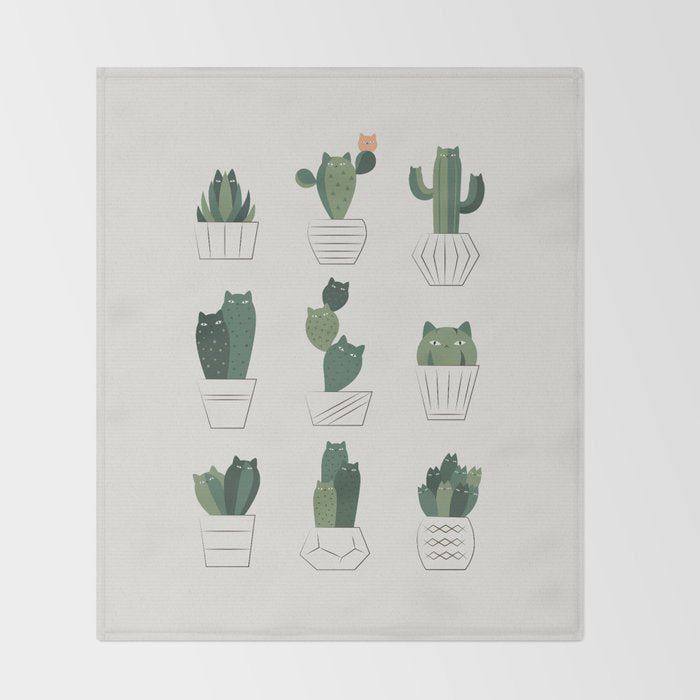 Cat and Plant 20: Cattus Throw Blanket Gallery Image 2