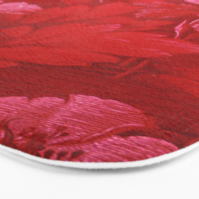 Antique Red Flower Pattern Bath Mat Gallery Image 3
