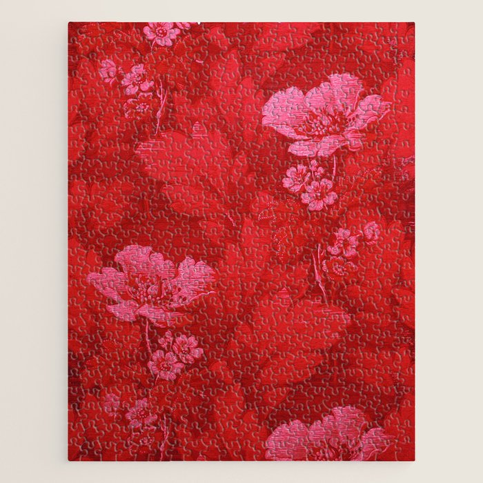 Antique Red Flower Pattern Jigsaw Puzzle Gallery Image 1