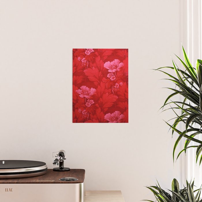 Antique Red Flower Pattern Poster Gallery Image 2