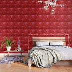 Antique Red Flower Pattern Wallpaper Gallery Image 3
