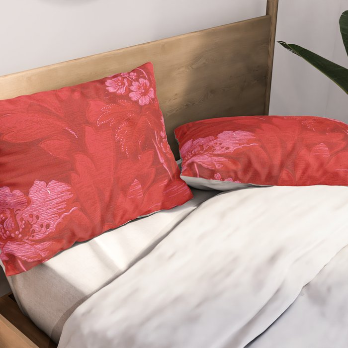 Antique Red Flower Pattern Pillow Sham Gallery Image 2