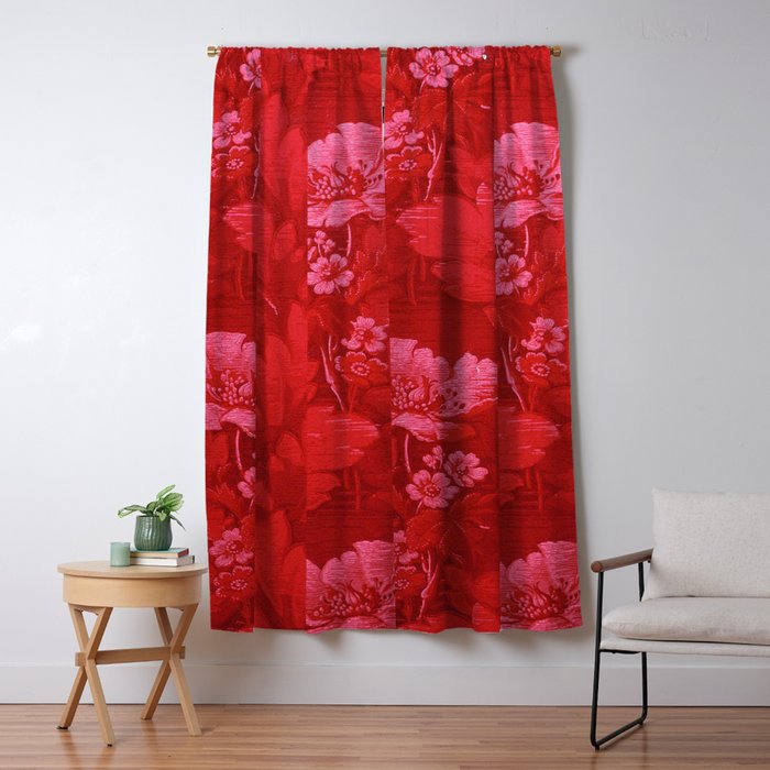Antique Red Flower Pattern Window Curtain Gallery Image 5