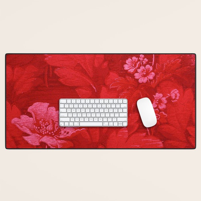 Antique Red Flower Pattern Desk Mat Gallery Image 1