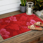 Antique Red Flower Pattern Outdoor Rug Gallery Image 2