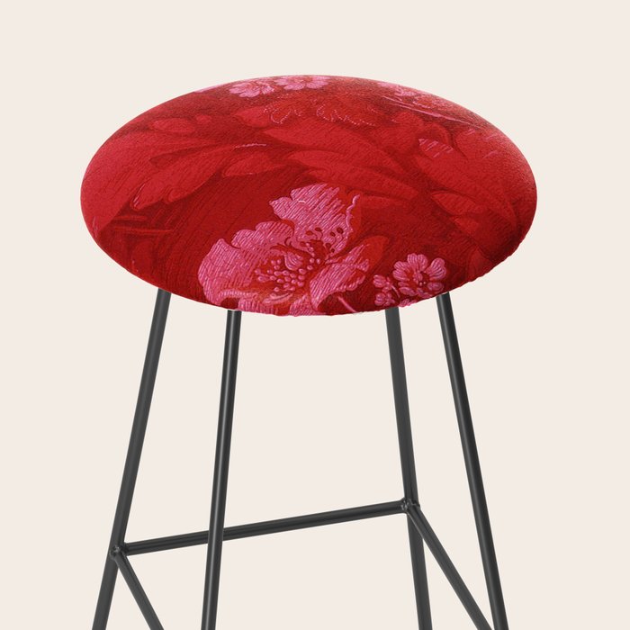 Antique Red Flower Pattern Stool Gallery Image 2