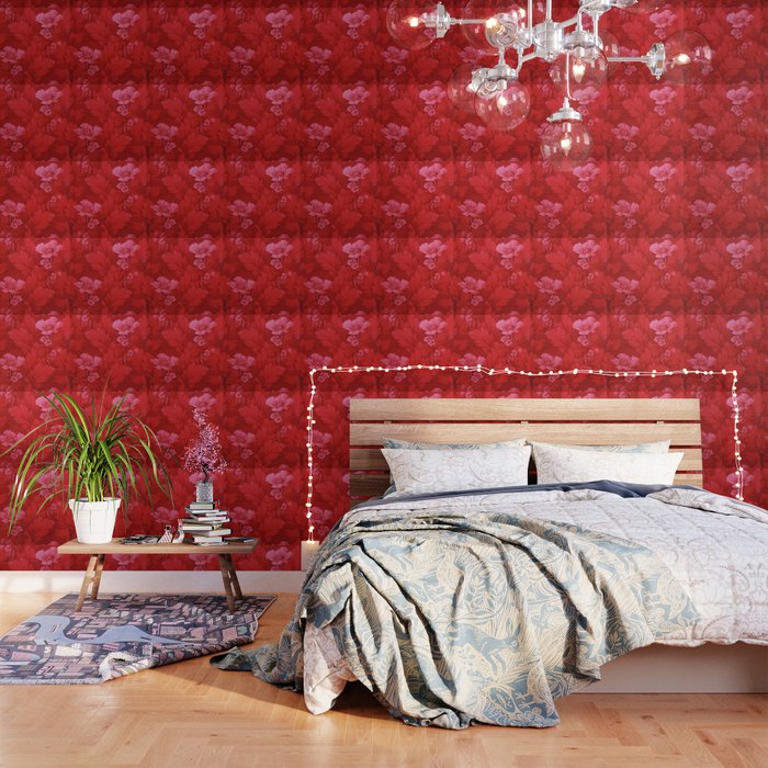 Antique Red Flower Pattern Wallpaper Gallery Image 1
