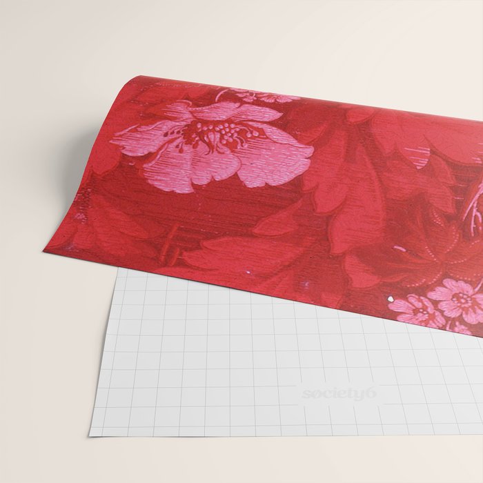 Antique Red Flower Pattern Wrapping Paper Gallery Image 2