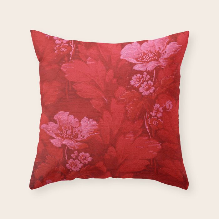 Antique Red Flower Pattern Throw Pillow Gallery Image 6