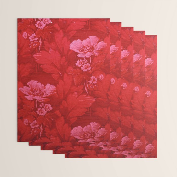 Antique Red Flower Pattern Wrapping Paper Gallery Image 3