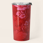 Antique Red Flower Pattern Travel Mug Gallery Image 2