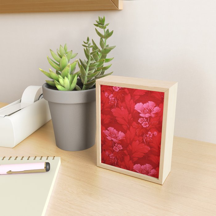 Antique Red Flower Pattern Mini Art Print Gallery Image 2