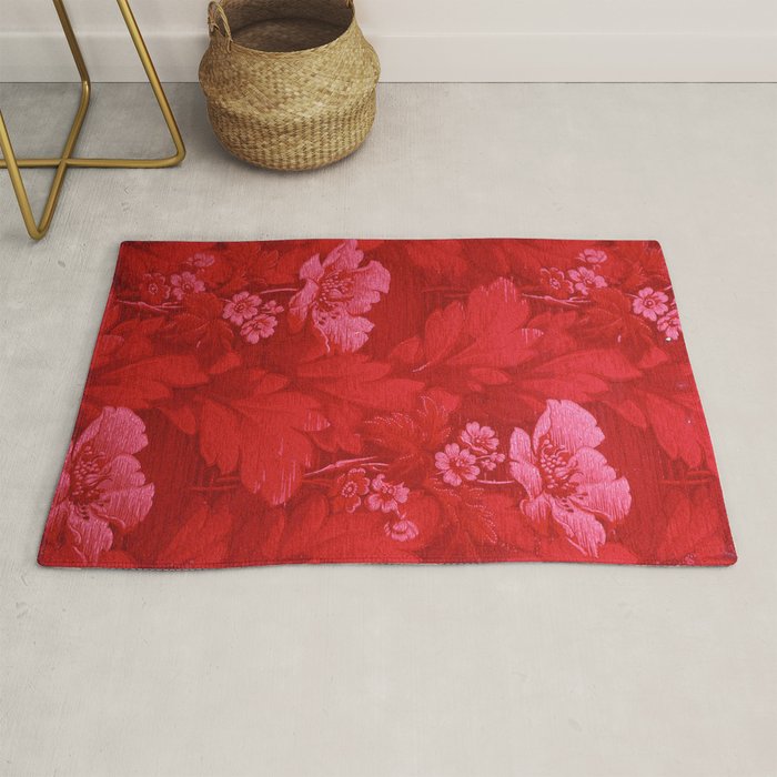 Antique Red Flower Pattern Rug Gallery Image 1