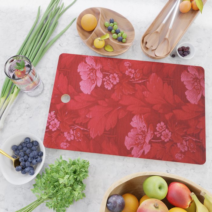 Antique Red Flower Pattern Cutting Board Gallery Image 2