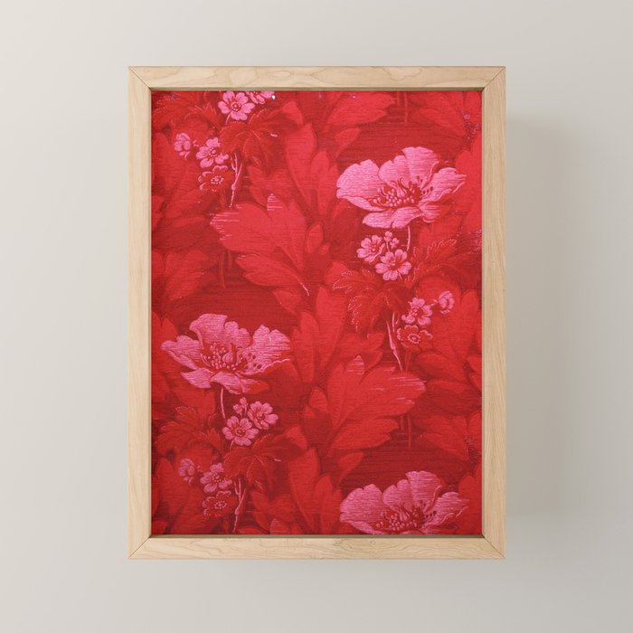 Antique Red Flower Pattern Mini Art Print Gallery Image 1