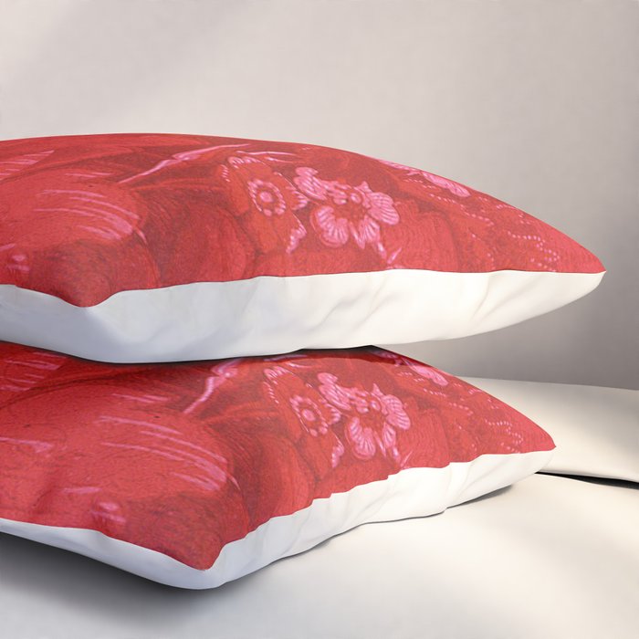Antique Red Flower Pattern Pillow Sham Gallery Image 3