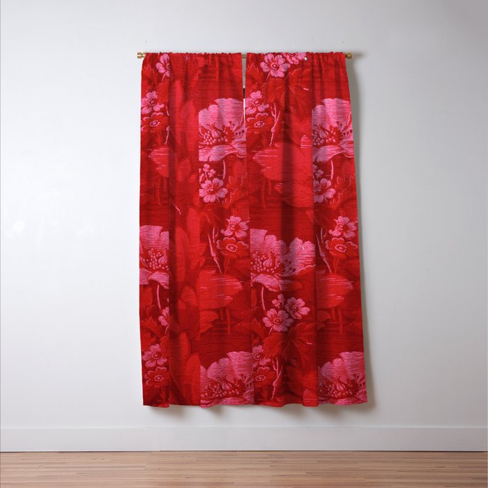 Antique Red Flower Pattern Window Curtain Gallery Image 3