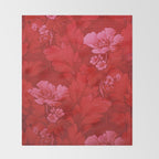 Antique Red Flower Pattern Throw Blanket Gallery Image 2