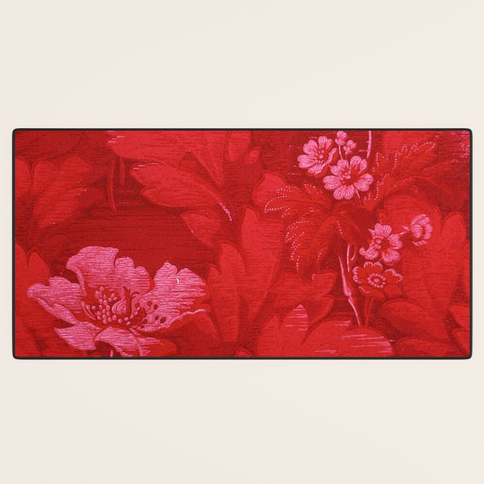 Antique Red Flower Pattern Desk Mat Gallery Image 3