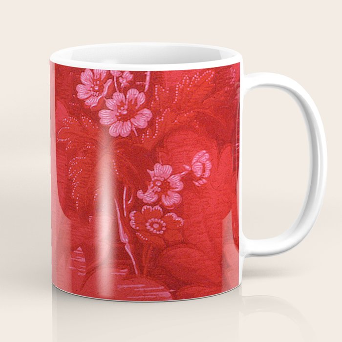 Antique Red Flower Pattern Coffee Mug Gallery Image 1