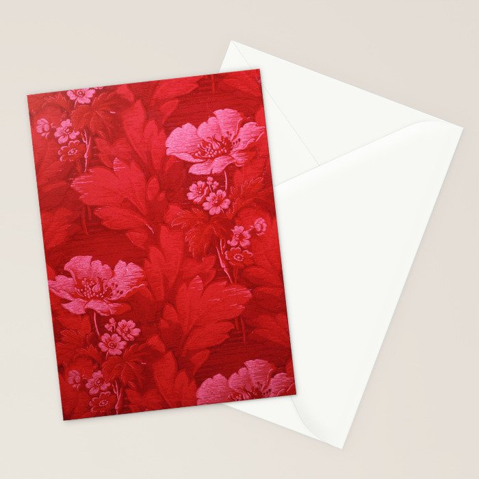 Antique Red Flower Pattern Stationery Card Gallery Image 2
