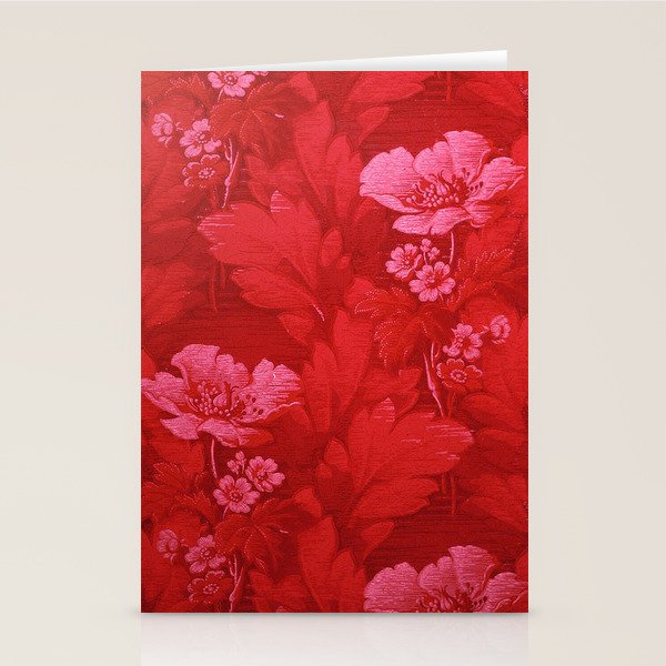 Antique Red Flower Pattern Stationery Card Gallery Image 2