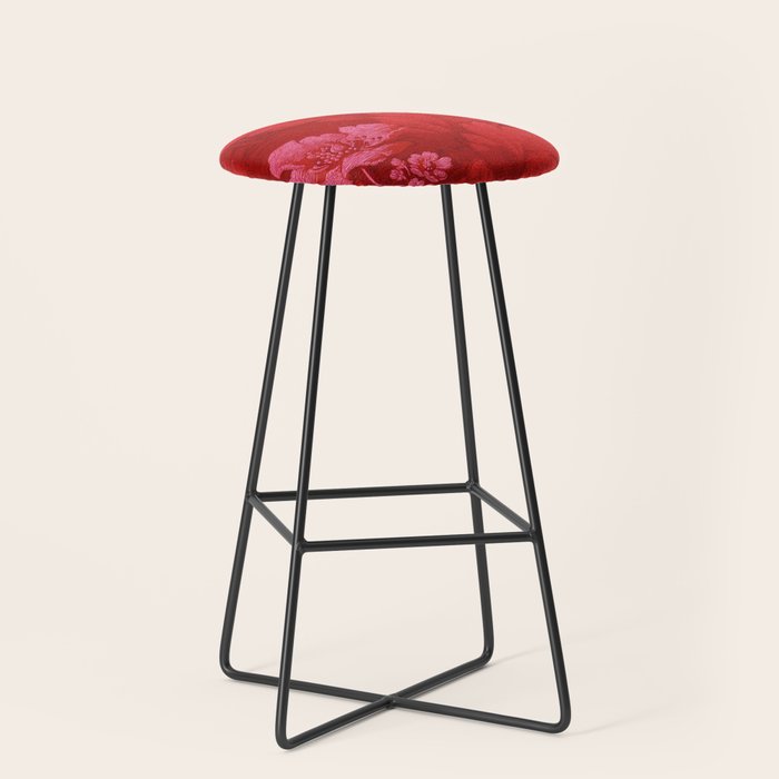 Antique Red Flower Pattern Stool Gallery Image 1