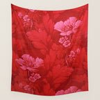Antique Red Flower Pattern Wall Tapestry Gallery Image 4