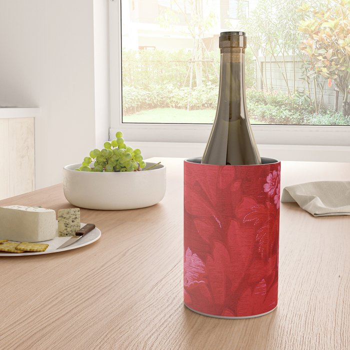 Antique Red Flower Pattern Wine Chiller Gallery Image 4