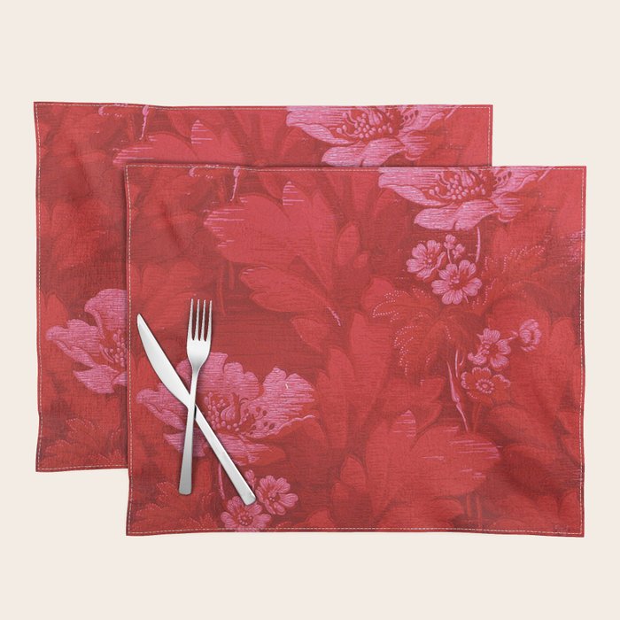 Antique Red Flower Pattern Placemat Gallery Image 1