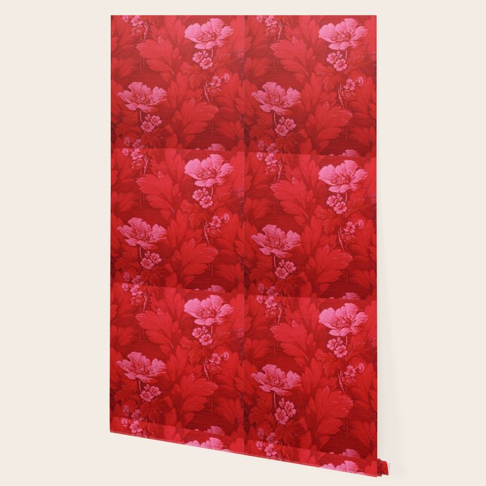 Antique Red Flower Pattern Wallpaper Gallery Image 2