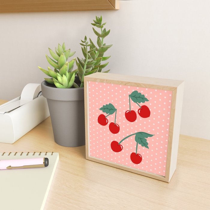 Cherry Kitsch on Pink Mini Art Print Gallery Image 2
