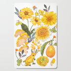 Yellow mushroom and florals - light Cutting Board Gallery Image 1