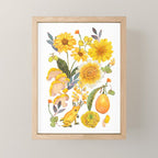 Yellow mushroom and florals - light Mini Art Print Gallery Image 1