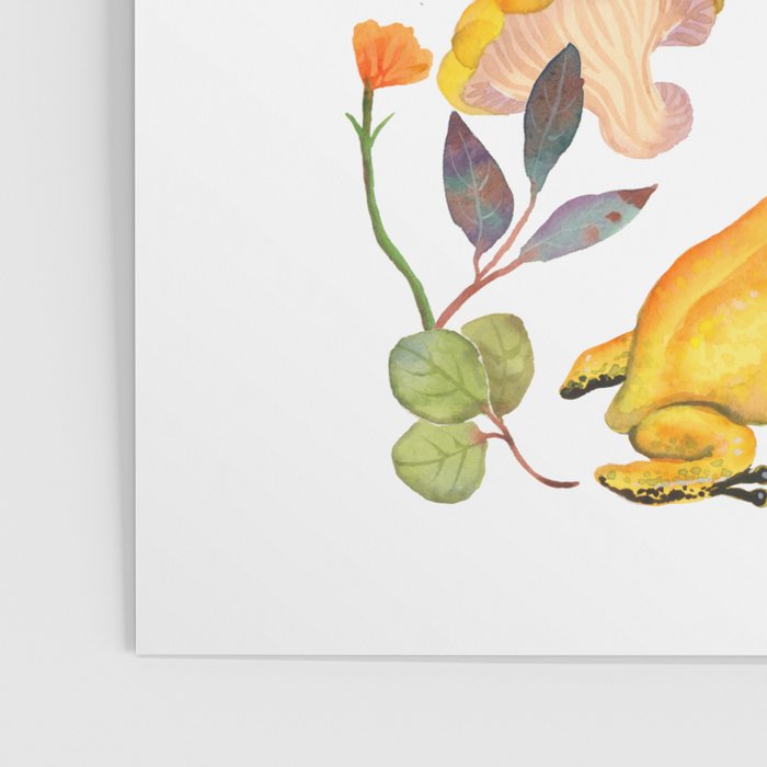 Yellow mushroom and florals - light Poster Gallery Image 3